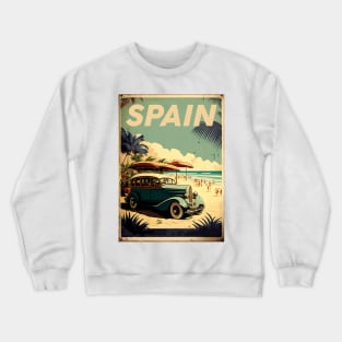 Spain Beach Vintage Travel Art Poster Crewneck Sweatshirt